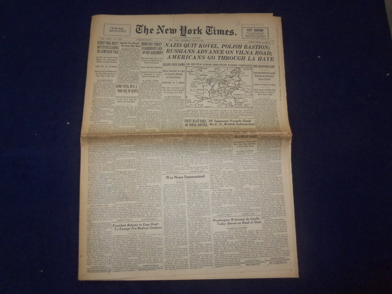 1944 JULY 6 NEW YORK TIMES - NAZIS QUIT KOVEL, POLISH BASTION - NP 6585