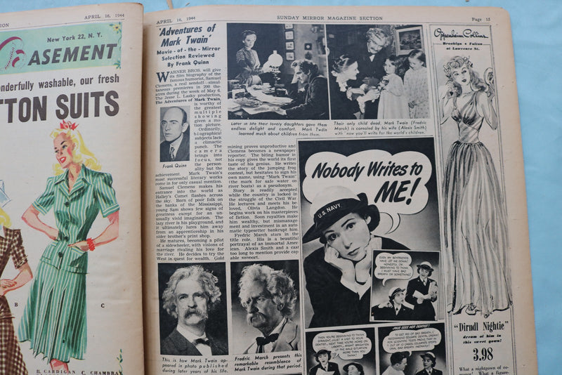 1944 APRIL 16 SUNDAY MIRROR NEWSPAPER MAGAZINE SECTION - JUNE HAVOC - NP 9083