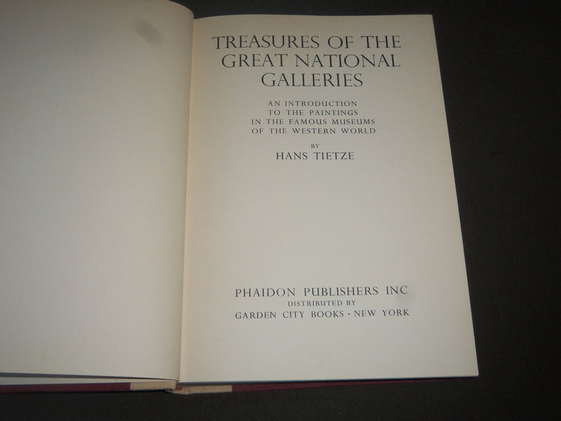 1954 TREASURES OF THE GREAT NATIONAL GALLERIES BOOK BY HANS TIETZE - KD 3937