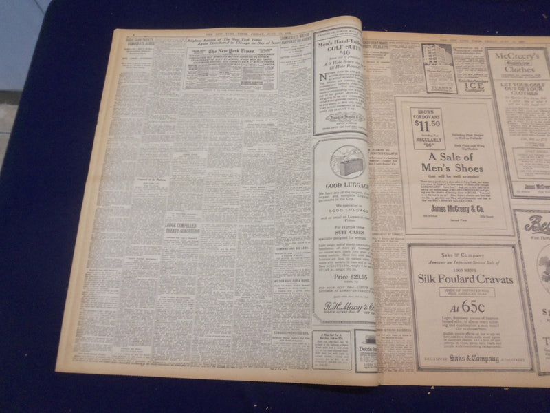 1920 JUNE 11 NEW YORK TIMES - ANTI-WILSON LEAGUE PLANK ADOPTED - NT 9111