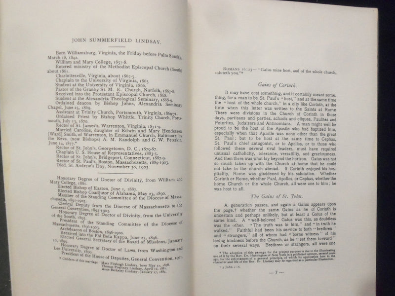 1904 JOHN SUMMERFIELD LINDSAY MEMORIAL SERMON SOFTCOVER BOOKLET - K 229