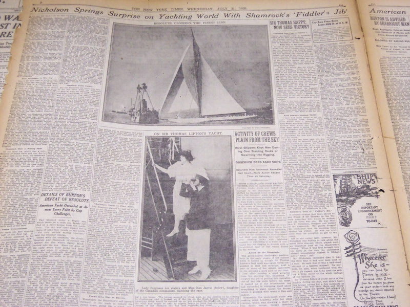 1920 JULY 21 NEW YORK TIMES - SHAMROCK WINS SECOND RACE - NT 5369