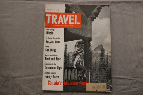 1955 JUNE TRAVEL MAGAZINE - CANADA'S MOUNTAIN CAMPS COVER - B 454B