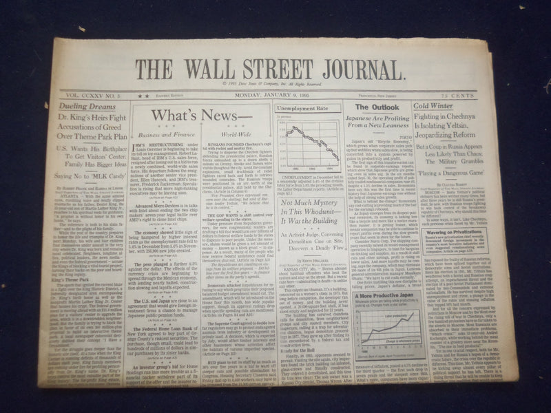 1995 JAN 9 THE WALL STREET JOURNAL-FIGHTING IN CHECHNYA ISOLATING YELTSIN-WJ 152