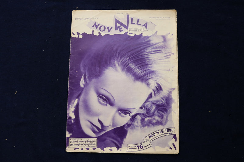 1937 AUGUST 1 NOVELLE MAGAZINE - MARLENE DIETRICH - ITALIAN COVER - E 23779
