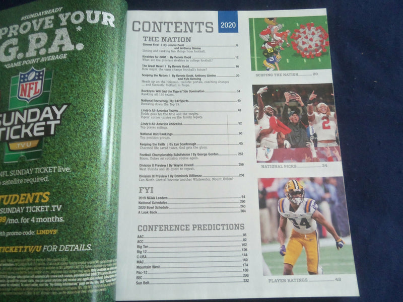 2020 LINDY'S SPORTS MAGAZINE - NATIONAL 2020 COLLEGE FOOTBALL PREVIEW - SP 1220F