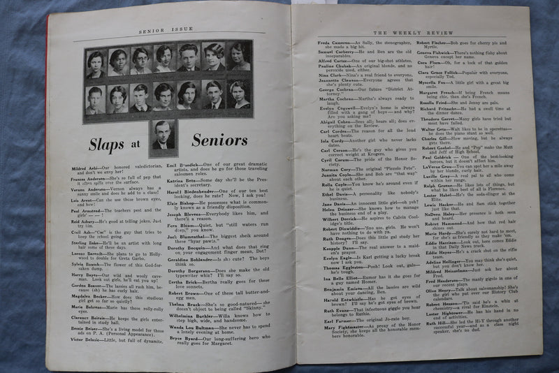 1932 SENIOR ISSUE HAMILTON HIGH SCHOOL WEEKLY REVIEW - OHIO - SOFTCOVER - K 310
