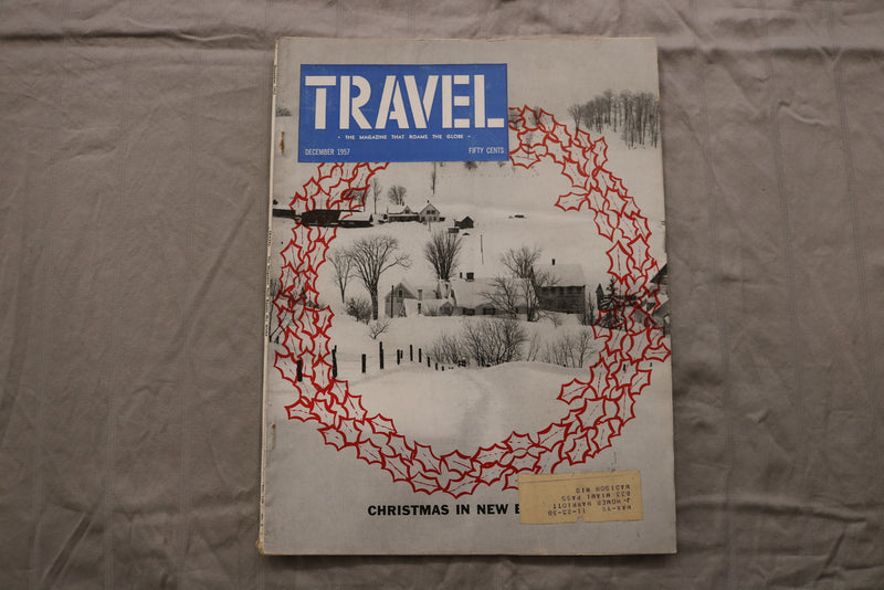 1957 DECEMBER TRAVEL MAGAZINE - CHRISTMAS IN NEW YORK COVER - B 454T