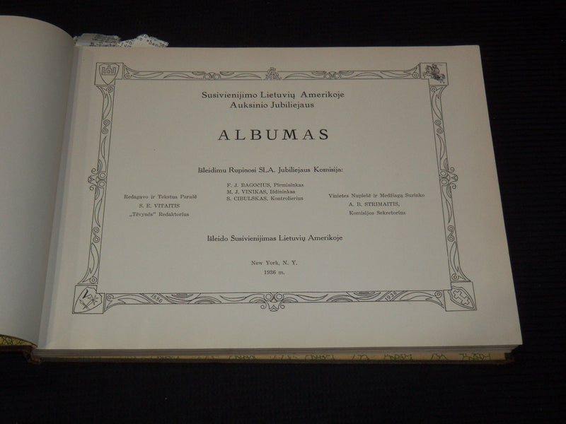 1936 SUSIVIENIJIMO LIETUVIU AMERIKOJE ALBUMAS VOLUME - LITHUAIAN - KD 5403E