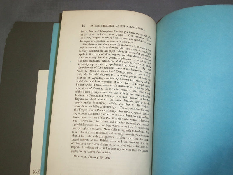 1863 ON THE CHEMICAL AND MINERALOGICAL RELATIONS OF METAMORPHIC ROCKS - J 4925