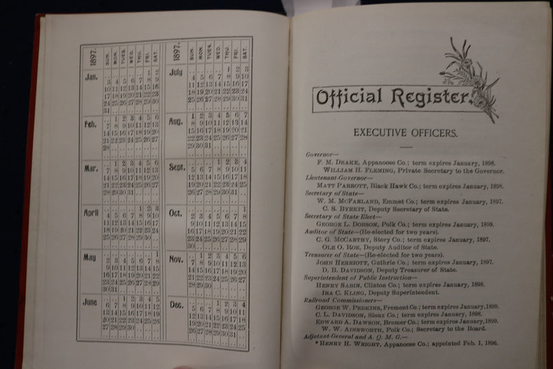 1897 IOWA OFFICIAL REGISTER - HARDCOVER BOOK - K 1770
