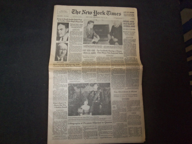1981 JULY 29 NEW YORK TIMES NEWSPAPER - PRINCE CHARLES & DIANA TO MARRY- NP 8399