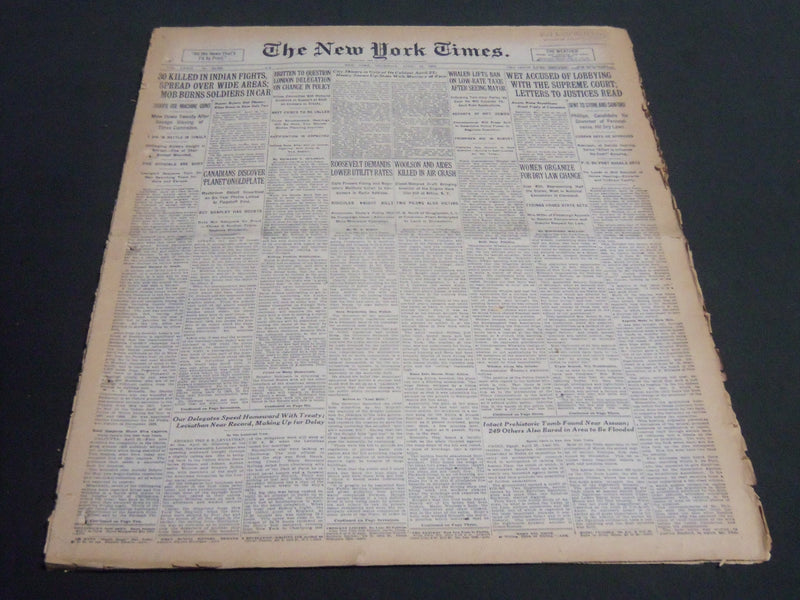 1930 APRIL 24 NEW YORK TIMES - 30 KILLED IN INDIAN FIGHTS - NT 6683