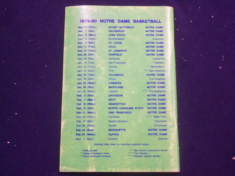 1979-1980 NOTRE DAME BASKETBALL MEDIA GUIDE - WOOLRICH - TRIPUCKA - J 5863