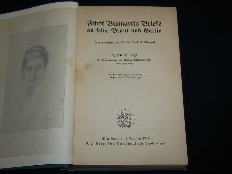 1914 FURST BISMARCK'S BRIEFE AN SEINE BRAUT U GATTIN GERMAN BOOK - KD 7105