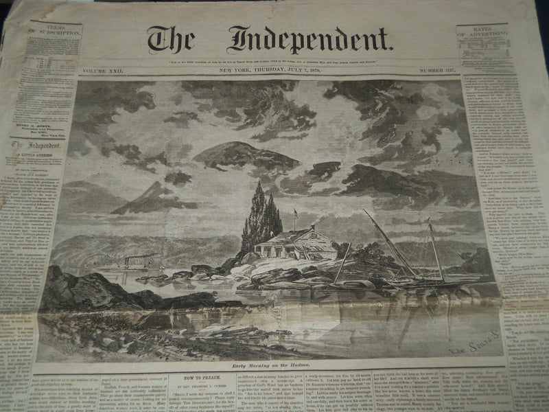 1870 JULY 7 THE INDEPENDENT NEWSPAPER - CHARLES DICKENS THE CHILDREN - NT 7624