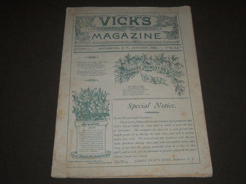 1892 JANUARY VICK'S ILLUSTRATED MONTHLY MAGAZINE - ROCHESTER NEW YORK - J 2565