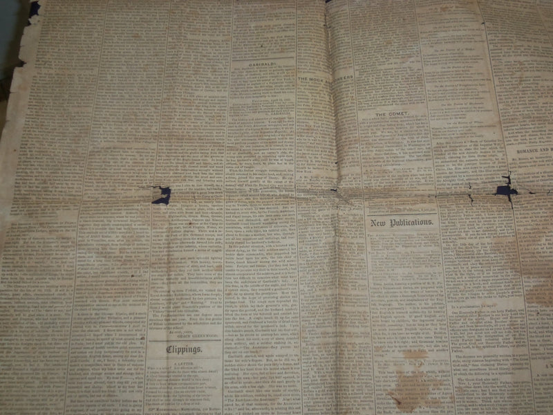 1853 SEP 3 THE SATURDAY EVENING POST NEWSPAPER - GODIVA - GARIBALDI - NP 5056