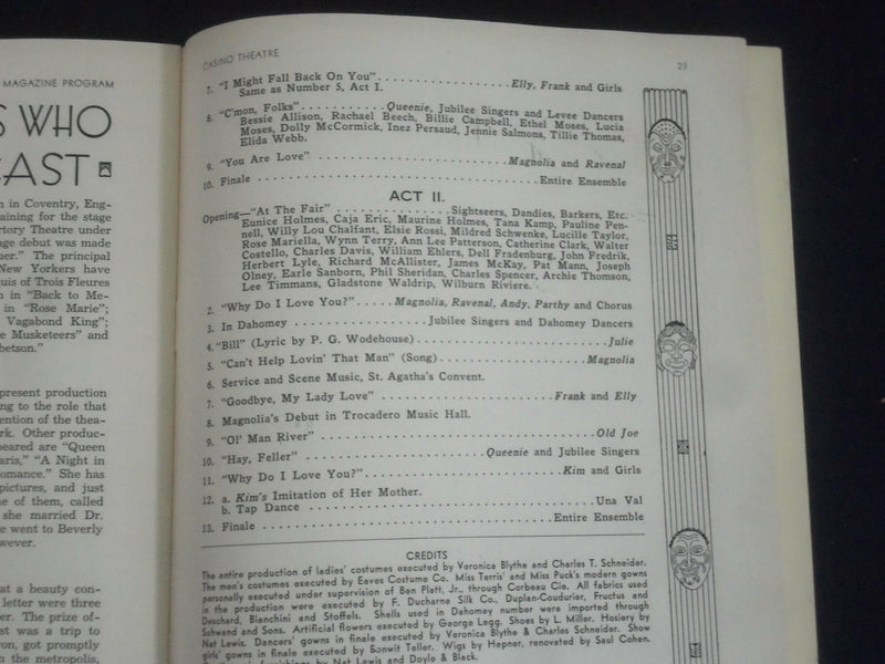1932 OCTOBER 3 PLAYBILL PROGRAM - SHOW BOAT - HELEN MORGAN - J 6469