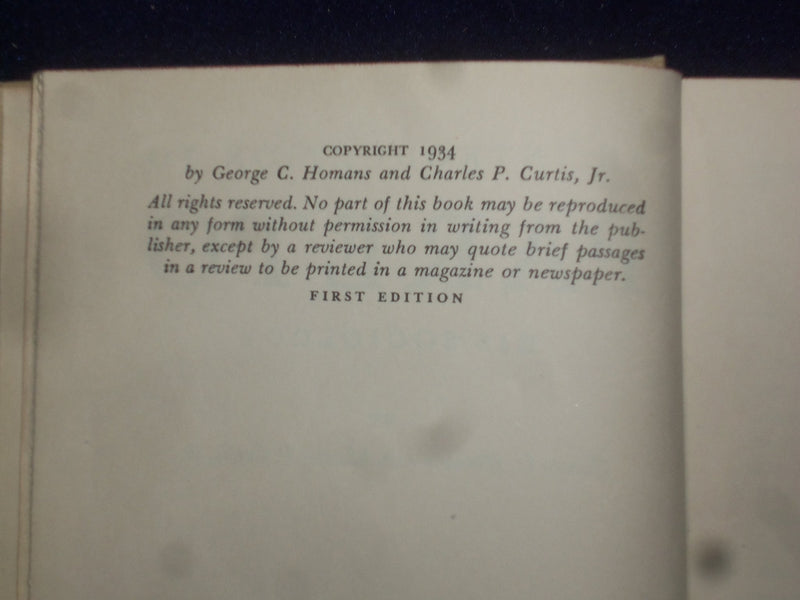 1934 INTRODUCTION TO PARETO HARDCOVER BOOK-HOMANS & CURTIS-1ST EDITION - KD 9202