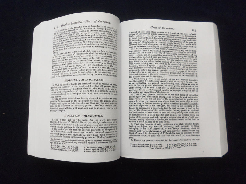 PHILADELPHIA LAWS AND ORDINANCES 1867 DIGEST REPRINT SOFTCOVER BOOK - KD 8500