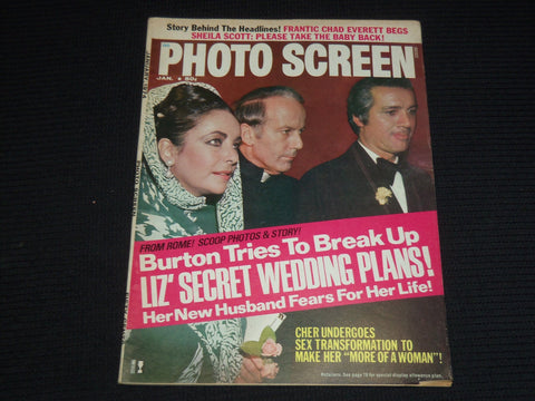 1974 JANUARY PHOTO SCREEN MAGAZINE - LIZ TAYLOR & BURTON COVER - E 13511