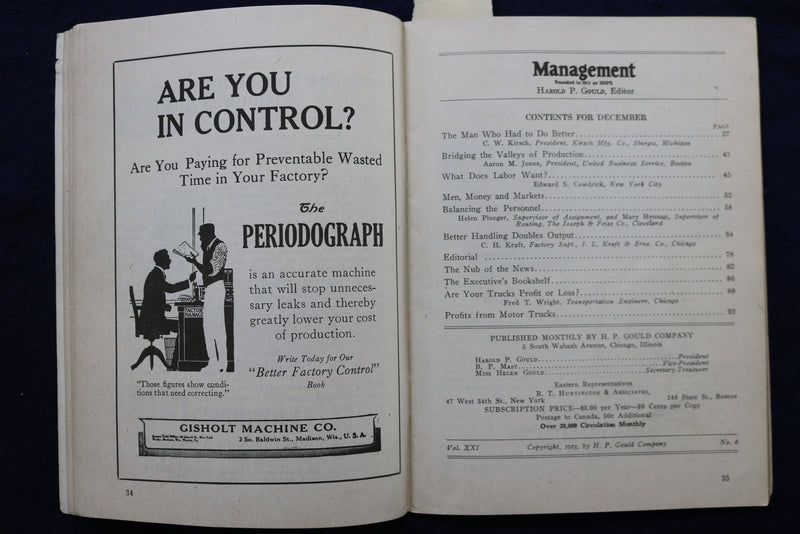 1923 DECEMBER MANAGEMENT MAGAZINE - K 789