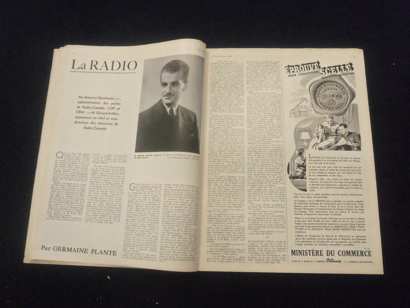 1939 SEPTEMBER 16 LE SAMEDI MAGAZINE - GARY COOPER COVER - FRENCH TEXT - B 439Y