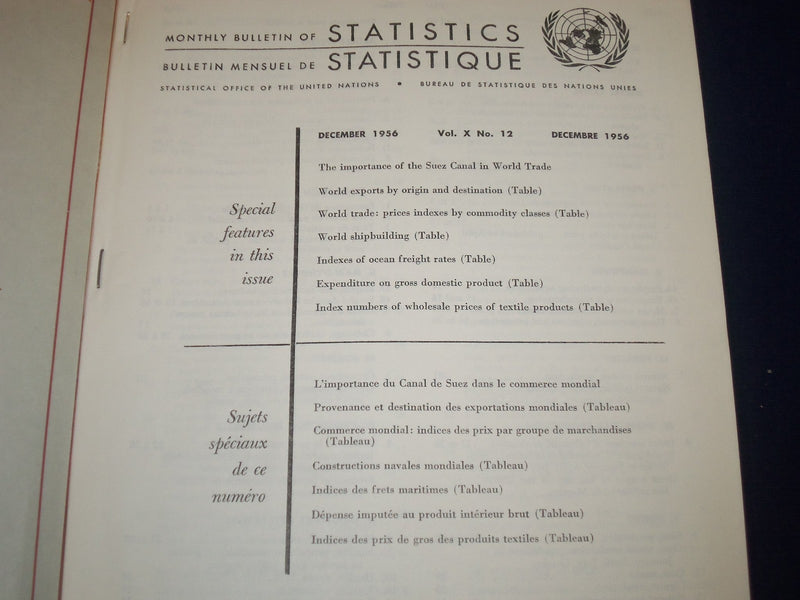 1951-1957 MONTHLY BULLETIN OF STATISTICS LOT OF 24 DIFFERENT ISSUES - O 2855