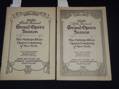 1928-1929 METROPOLITAN OPERA COMPANY PROGRAM LOT OF 2 - CLEVELAND OHIO - J 8019