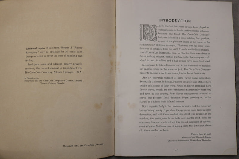 1941 FLOWER ARRANGING - A FASCINATING HOBBY BY LAURA LEE BURROUGHS-VOL 2- K 3475