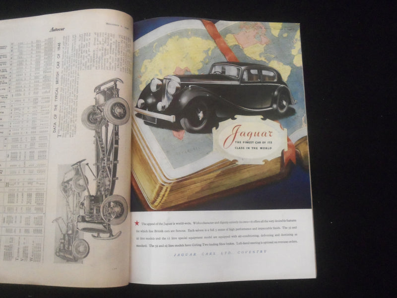 1946 NOVEMBER 1 THE AUTOCAR MAGAZINE-BRITISH CARS FOR THE WORLD -BRITISH- J 7829