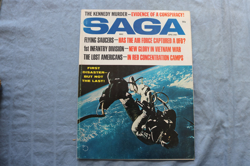 1967 APRIL SAGA MAGAZINE - FIRST DISATER, BUT NOT THE LAST! COVER - SP 4923B