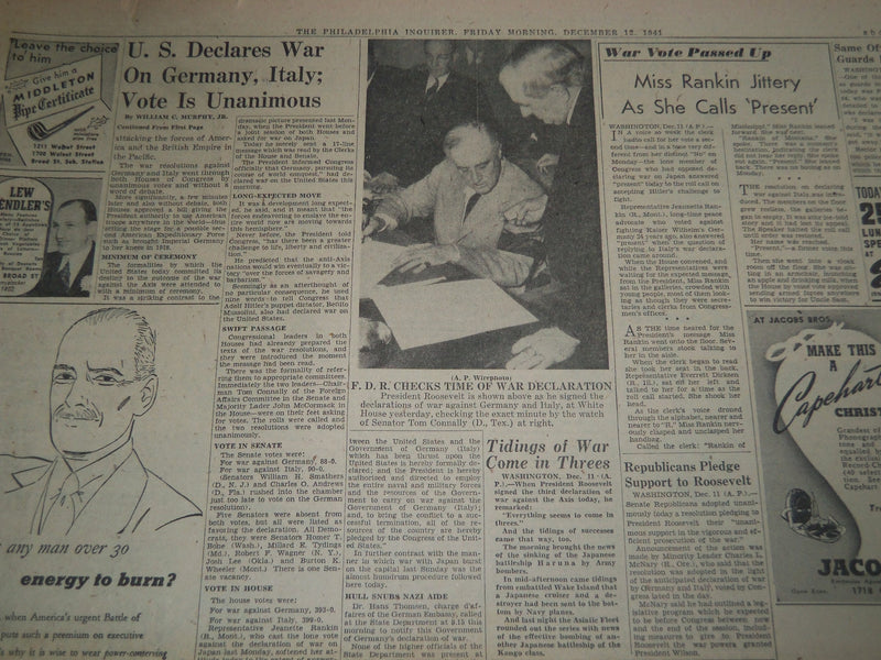 1941 DEC 12 PHILADELPHIA INQUIRER - 2D JAP BATTLESHIP BUMBED BY NAVY - NT 7508