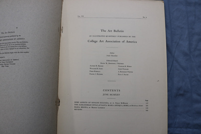 1925 JUNE THE ART BULLETIN SOFTCOVER BOOK -COLLEGE ART ASSOCIATION - KD 9588
