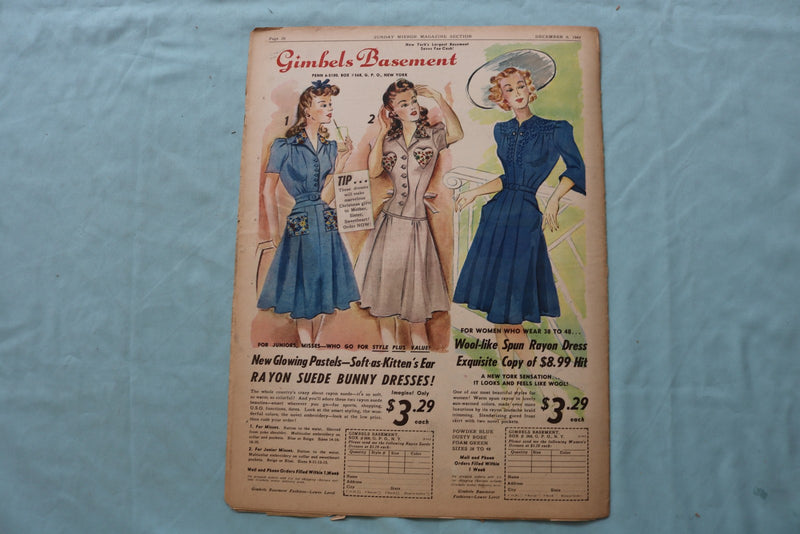 1942 DEC 6 SUNDAY MIRROR NEWSPAPER MAGAZINE SECTION - PEARL HARBOR - NP 9076