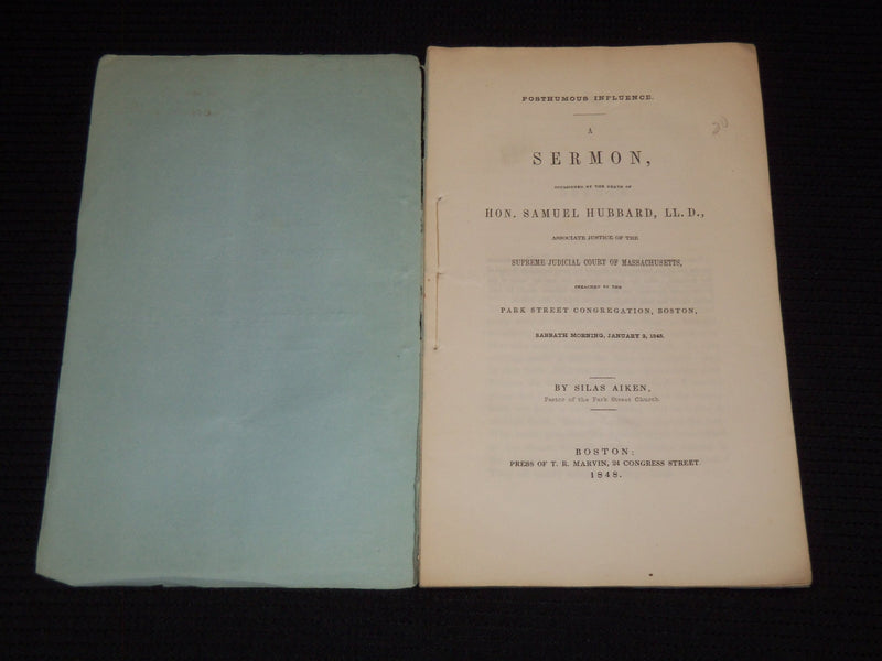 1848 SAMUEL HUBBARD DEATH SERMON BY REV. MR. AIKEN - J 7501