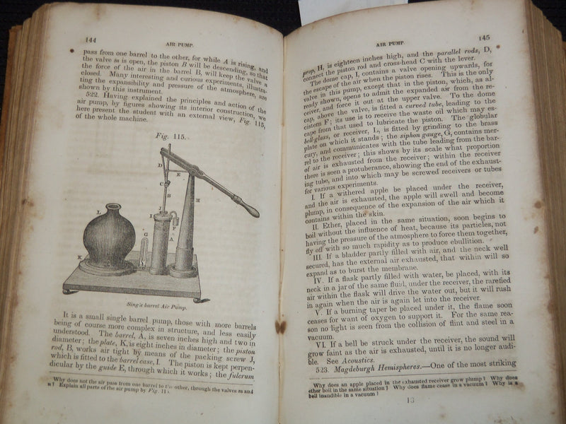 1848 A SYSTEM OF NATURAL PHILOSOPHY BOOK BY J. M. COMSTOCK, M. D - J 8117