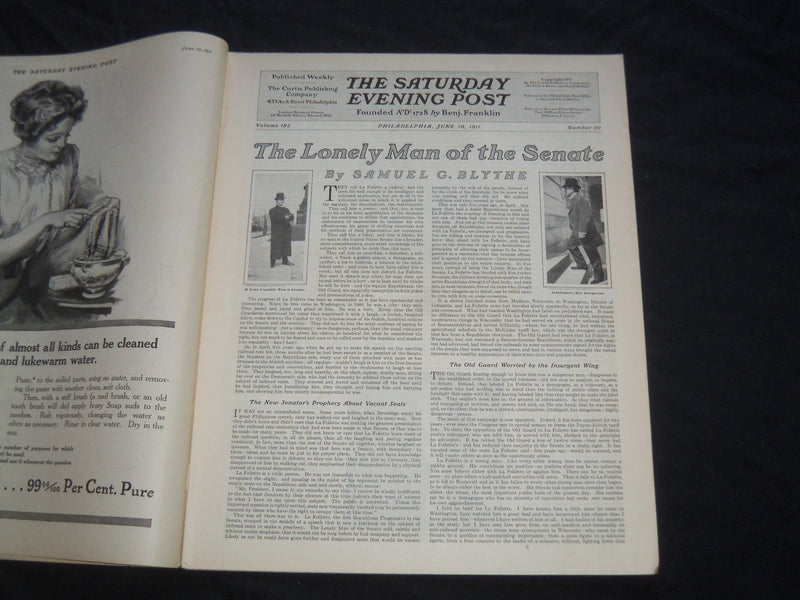 1911 JUNE 10 THE SATURDAY EVENING POST MAGAZINE - ILLUSTRATED COVER - SP 619