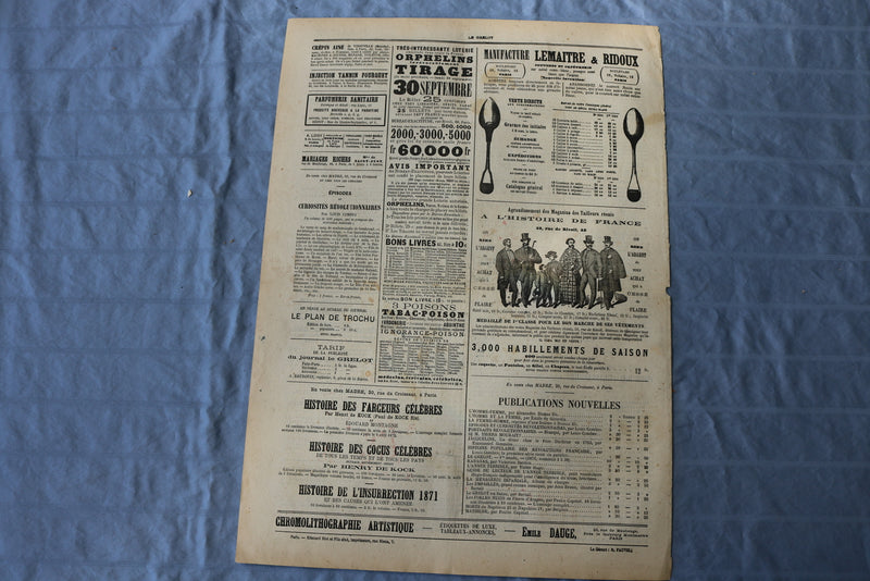 1872 AUGUST 18 LE GRELOT NEWSPAPER-EN VACANCES-ALFRED LE PITIT- FRENCH - NP 8596