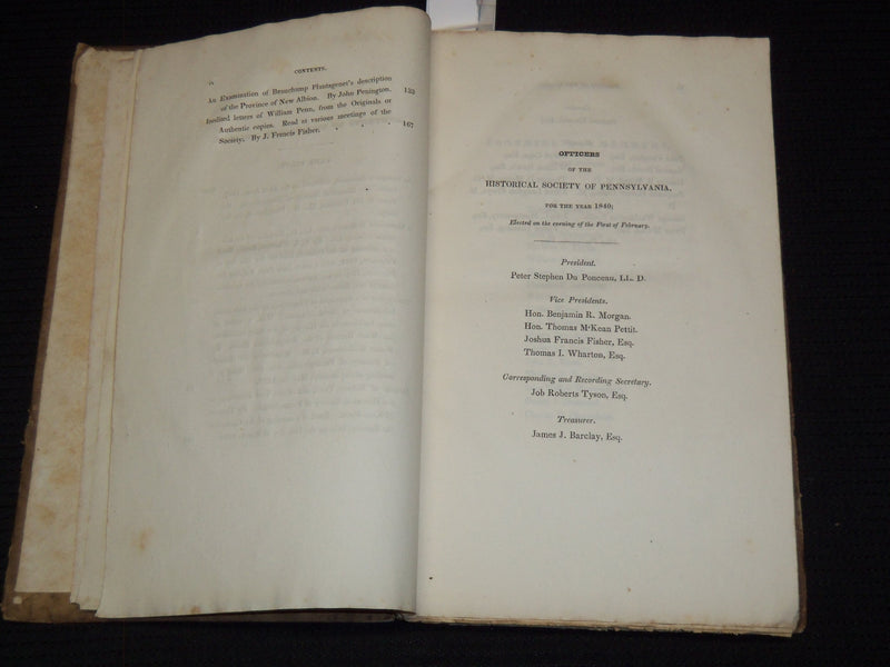 1840 MEMOIRS OF THE HISTORICAL SOCIETY OF PENNSYLVANIA VOLUME 4 PART 1 - KD 7799