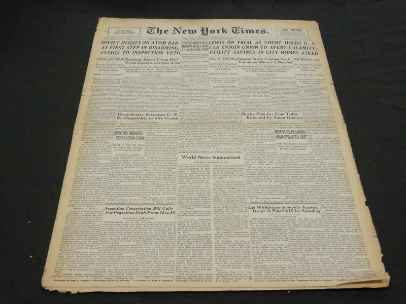 1946 NOV 30 NEW YORK TIMES - LEWIS ON TRIAL, UTILITY SAVINGS IN CITY - NT 4224