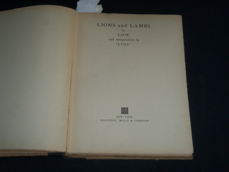 1928 LIONS AND LAMBS BOOK BY LOW & LYNX - GREAT ILLUSTRATIONS - KD 5478