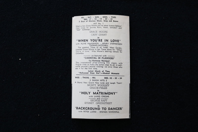 1940'S PARK THEATRE PROGRAM - COLUMBUS CIRCLE - K 1886