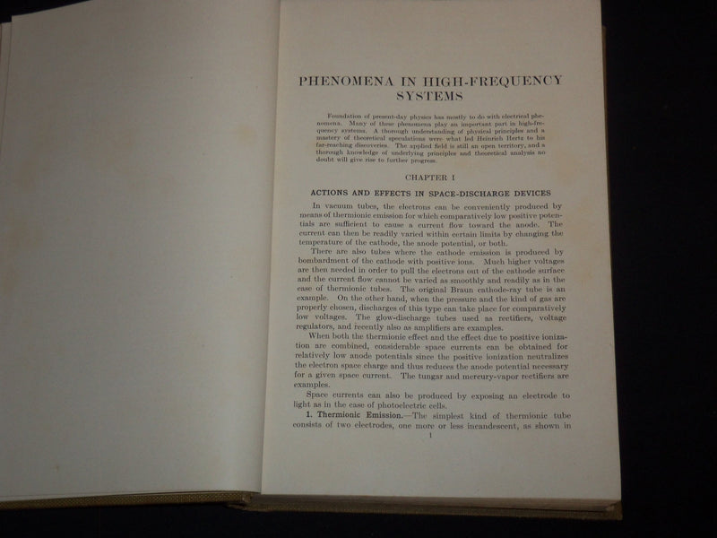 1936 PHENOMENA IN HIGH-FREQUENCY SYSTEMS BOOK BY AUGUST HUND- KD 5294R