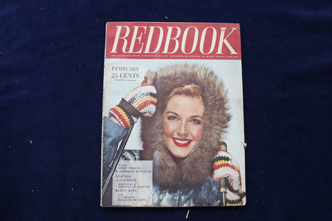 1943 FEBRUARY REDBOOK MAGAZINE - WOMAN IN SKI CLOTHES COVER - E 11666