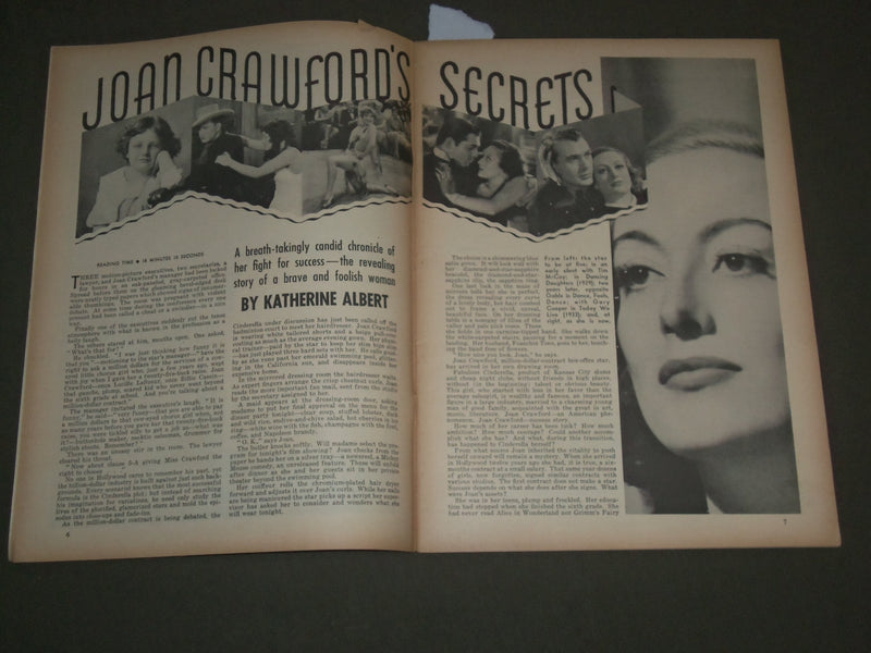 1938 APRIL 30 LIBERTY MAGAZINE - JOAN CRAWFORD'S SECRET - SP 8565