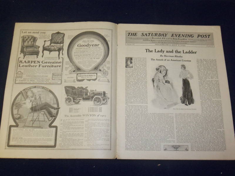 1905 JULY 8 THE SATURDAY EVENING POST MAGAZINE - LADY & THE LADDER - SP 777