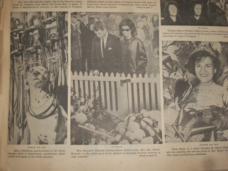 1963 NOVEMBER 28 CHICAGO TRIBUNE NEWSPAPER - JOHNSON TELLS HIS AIMS - NP 8052