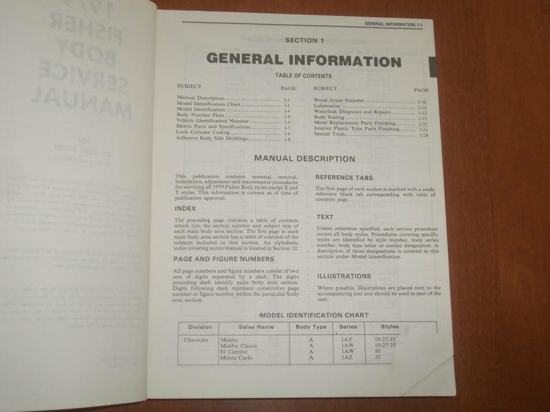1979 FISHER BODY SERVICE MANUAL - KD 6693